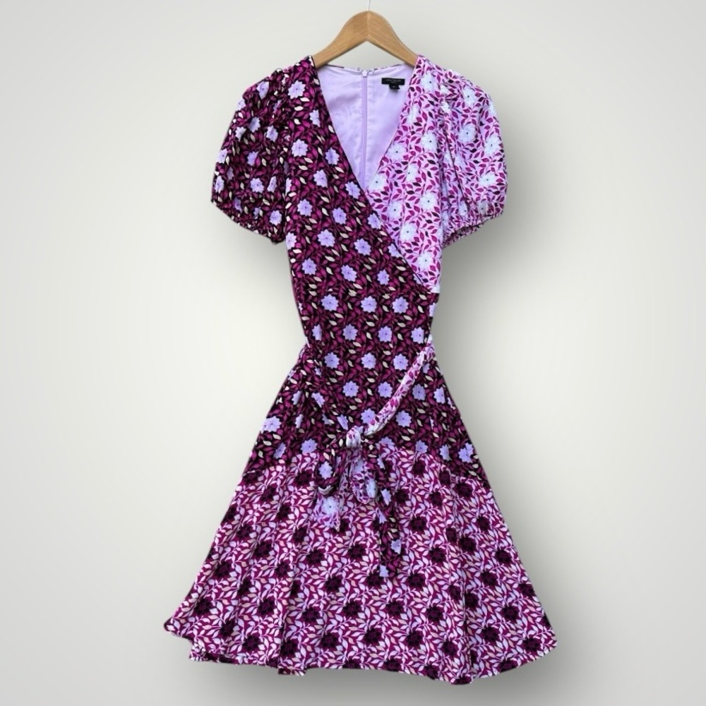 Ann Taylor Purple and Pink Floral Wrap Dress